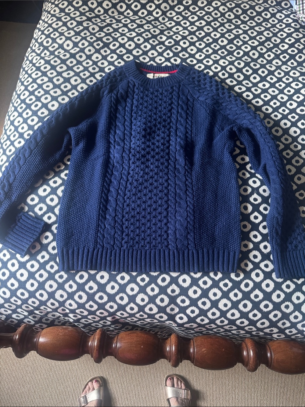 Boden Navy Cable Crewneck Sweater